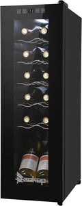 ROVSUN 10''W Small Wine Fridge with Compressor, 12 Bottles Freestanding Wine Cooler Refrigerator with Touch Panel Control and Glass Door, Wine Cellar for Red, White, Champagne or Sparkling, 41-64°F