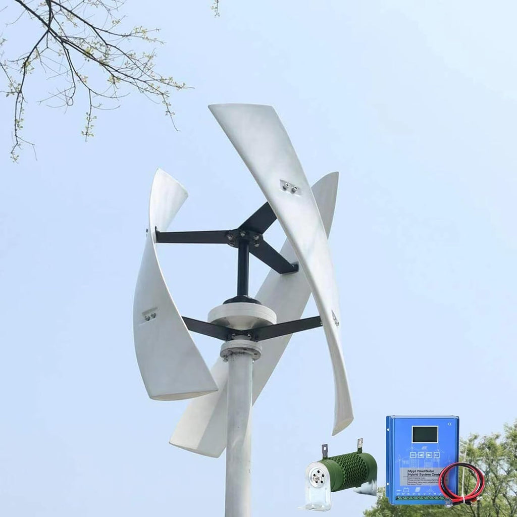 3000W Vertical Axis Wind Turbine Generator 12V 24V 48V Wind Turbine Generator Kit Free Energy Windmill Home Wind Turbine Maglev Breeze Start (Color : White, Size : 24V)