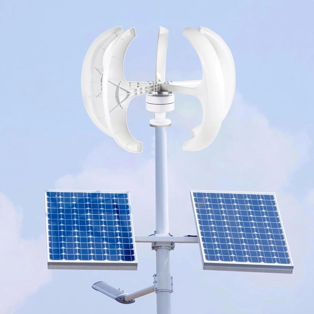 3000W Vertical Axis Wind Turbine Generator 12V/24V 5-Blade Maglev VAWT Red Lantern Design For Landscape & Street Lighting Low-Noise, Nylon Fiber Blades, Electromagnetic Brake(12v)