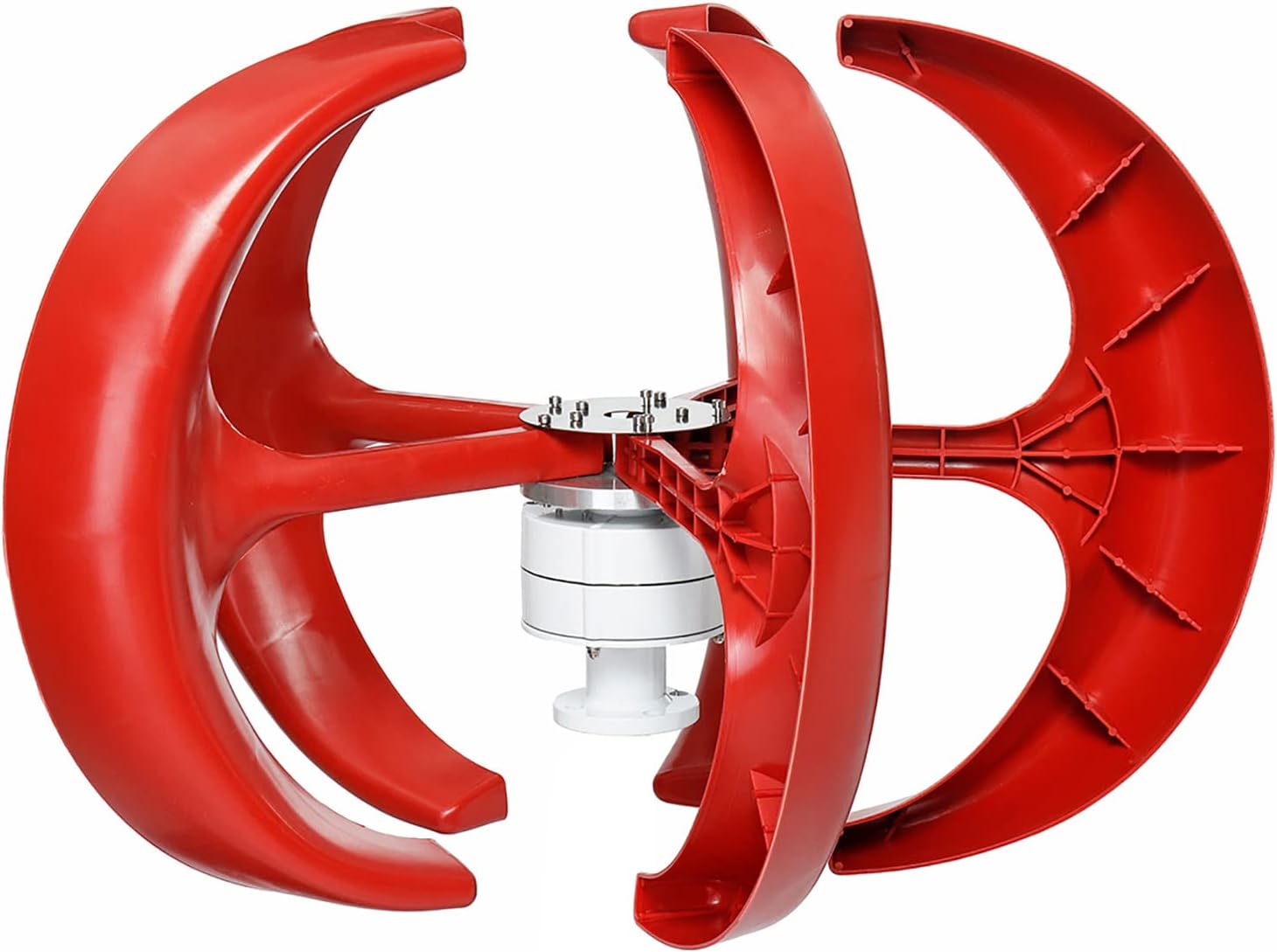 Efficient 3000W Vertical Wind Turbine Generator Kit, 12V 24V 48V 220V Lantern Vertical Wind Turbine Kit 5 Blade with Controller for Home (Red)