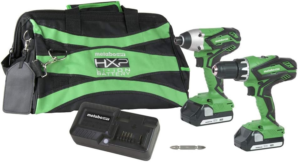 Metabo HPT KC18DGLS 18V Cordless Hammer Drill and Impact Driver Combo Kit, 2-1.5Ah Lithium Ion Batteries, Variable Speed Trigger, LED Light, Lifetime Tool Warranty