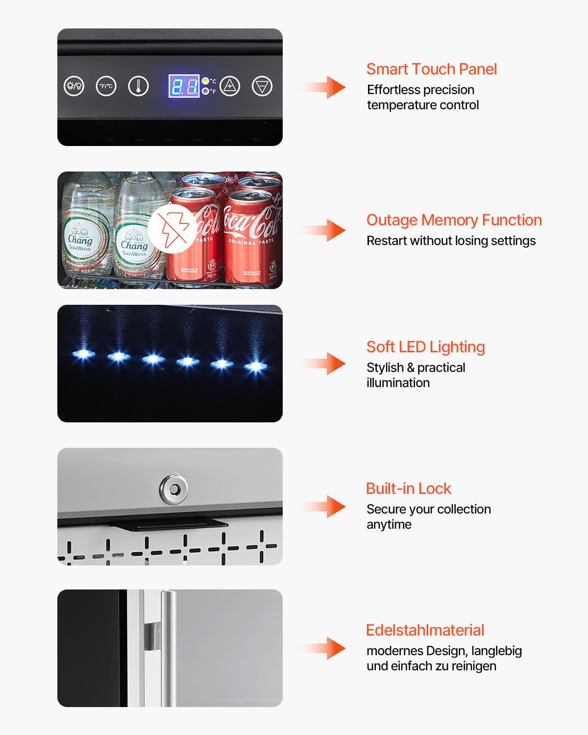 VEVOR Beverage Refrigerator Cooler, 88 Can Beverage Fridge, Mini Fridge with Glass Door, Adjustable Shelves, Digital Temperature Control, Built-in or Freestanding Soda Beer Fridge for Home Office Bar
