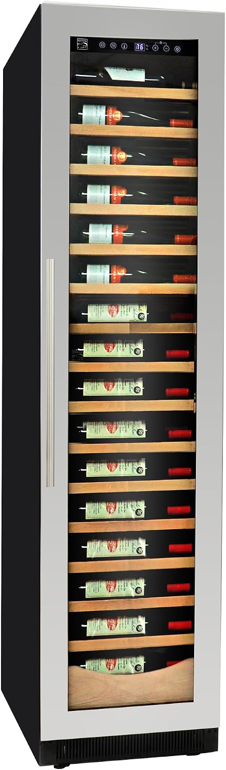 Koolatron Kenmore 112 Bottle Wine Fridge – Freestanding Wine Cooler with Glass Door, 18 inch, Beverage Can Refrigerator, Digital Temperature Control, Ideal for Red, White, Sparkling Wine & Champagne