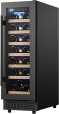 12' Wine Cooler Refrigerator 21 Bottle Wine Fridge Built-in or Freestanding with Double-Layer Tempered Glass Door Compressor quick cooling, Low Noise