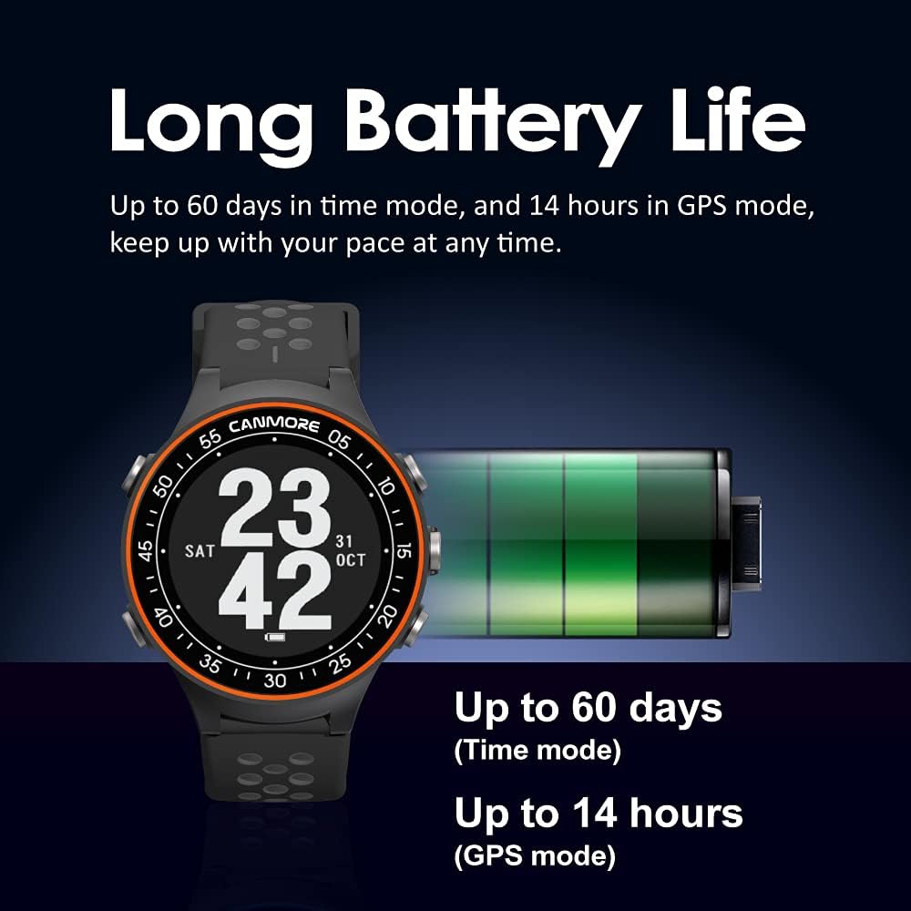 CANMORE TW411 Golf GPS Watch with Fitness Tracker, 41,000+ Free Preloaded Worldwide Course, Upgraded IC Chip, Orange