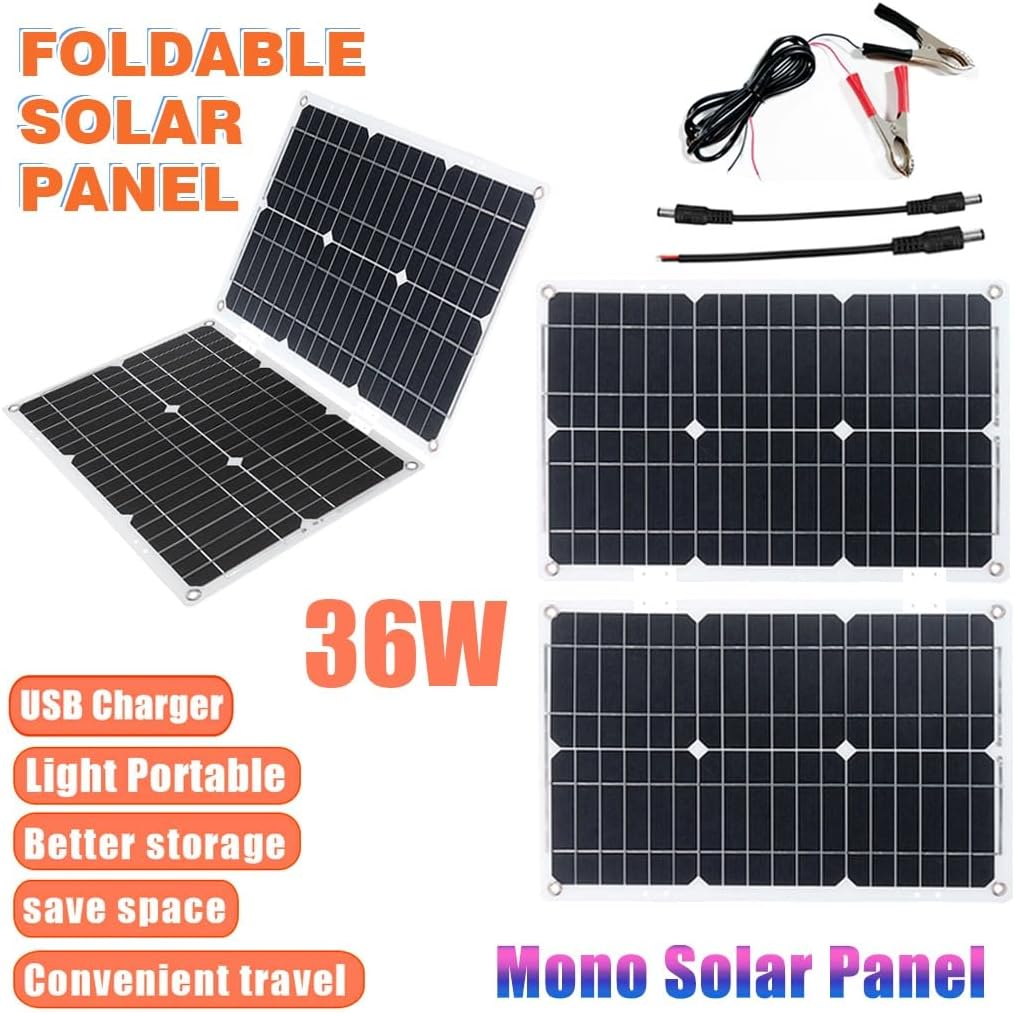 Solar Power System Set 36W Folding Solar Panel with Four USB Chargers + 3000W Power Inverter DC12V-110V/220V + 30A Solar Charge Controller(Yellow,12V-110V)
