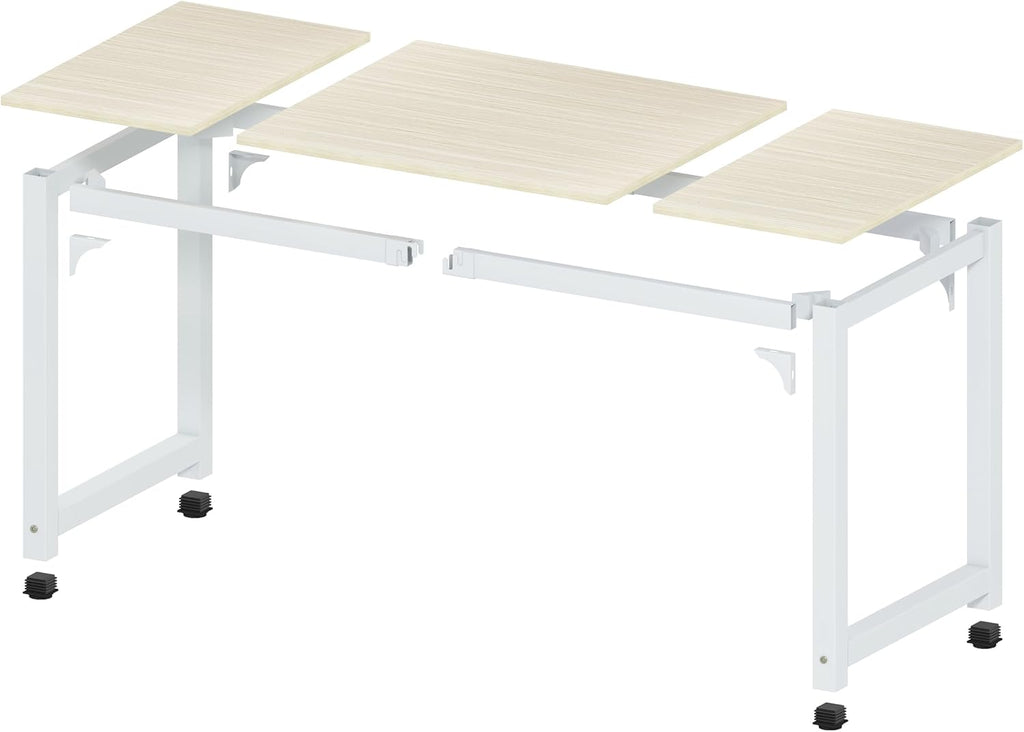 NSdirect Large Office Desk for Home Office, Large 63' Computer Desk Table, Wide Writing Study Desk for 2 Person, Metal Sturdy Frame Thicker Steel Legs, (White Oak, 63'L x 23.6'W x 29.5'H)