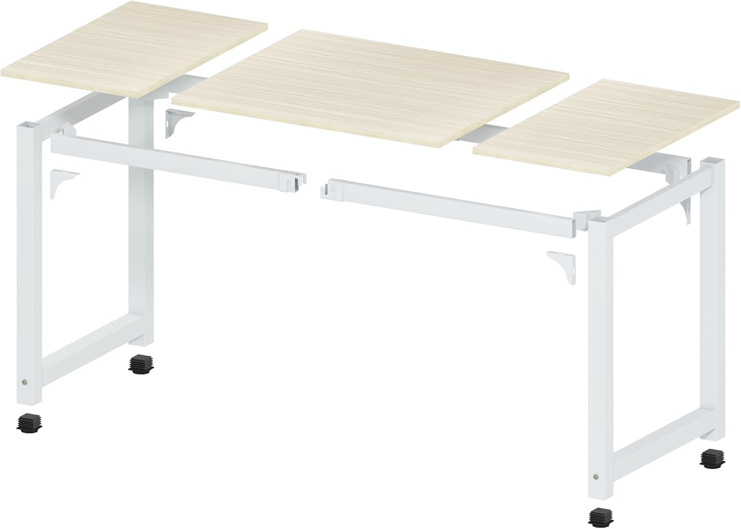 NSdirect Large Office Desk for Home Office, Large 63' Computer Desk Table, Wide Writing Study Desk for 2 Person, Metal Sturdy Frame Thicker Steel Legs, (White Oak, 63'L x 23.6'W x 29.5'H)