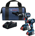 BOSCH GXL18V-224B25 18V 2-Tool Combo Kit with Connected 1/4 In. and 1/2 In. Two-In-One Bit/Socket Impact Driver and Brute Tough 1/2 In. Hammer Drill/Driver (Renewed)