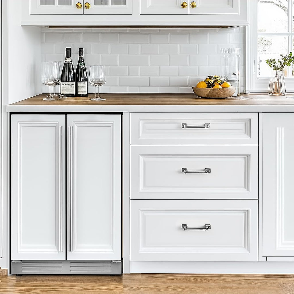 Ca'Lefort 24 Inch Panel Ready Wine and Beverage Refrigerator - 60 Can and 20 Bottle Wine Fridge Dual Zone 36-72°F Built in Cooler, 4.10 cu.ft Refrigerator Perfect for Home/Kitchen(Panels Not Included)