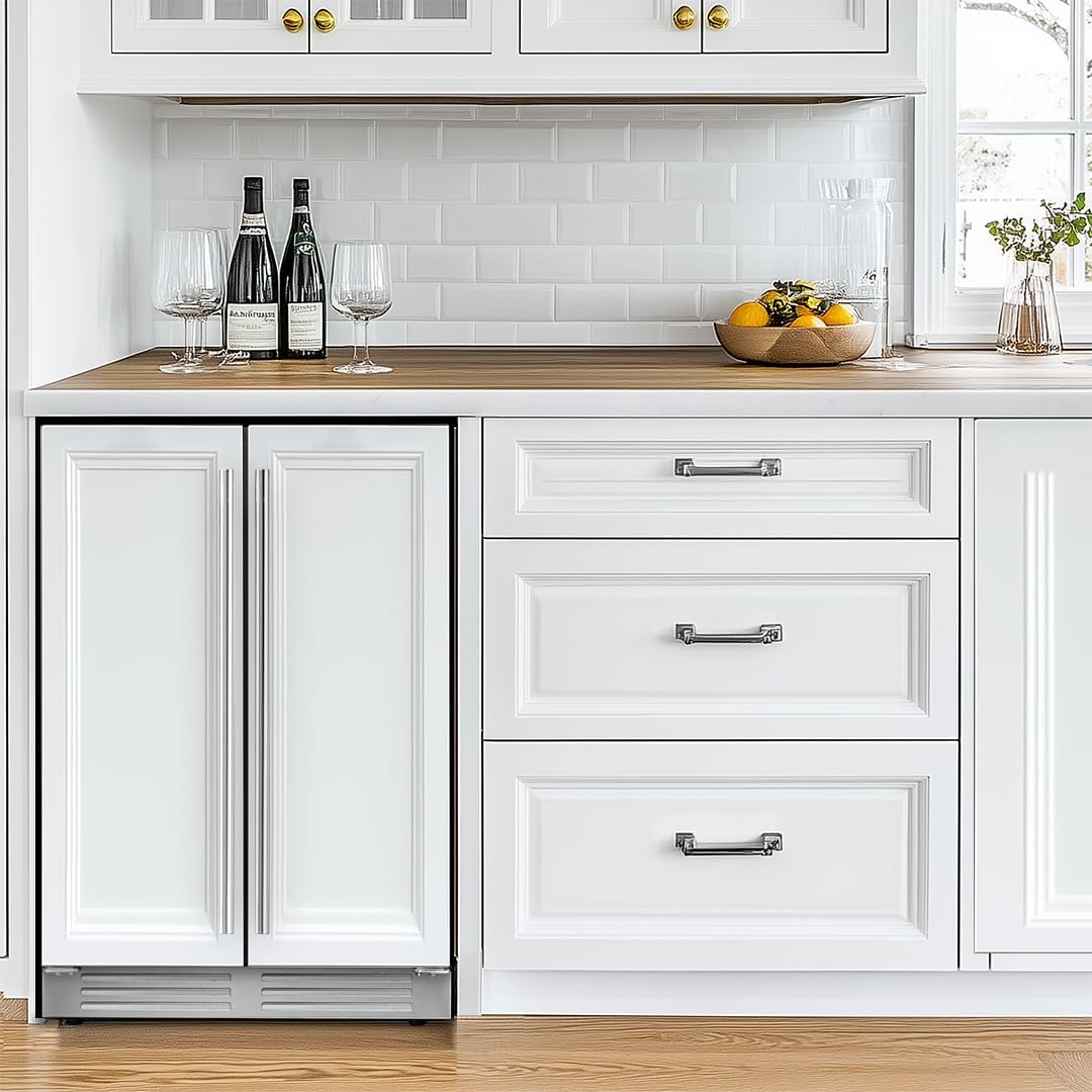 Ca'Lefort 24 Inch Panel Ready Wine and Beverage Refrigerator - 60 Can and 20 Bottle Wine Fridge Dual Zone 36-72°F Built in Cooler, 4.10 cu.ft Refrigerator Perfect for Home/Kitchen(Panels Not Included)