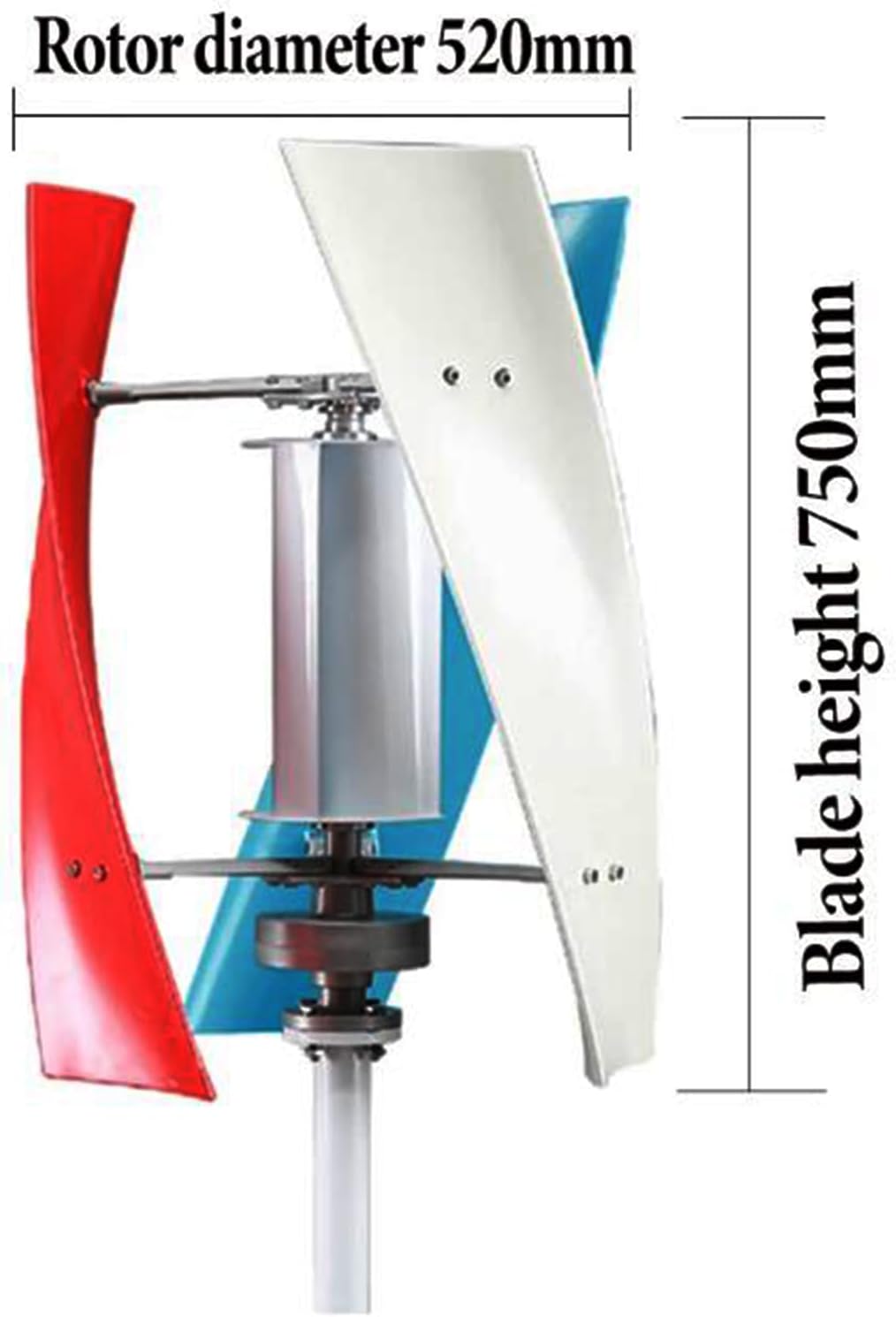1000W-3000W Vertical Axis Wind Turbine Generator, Low Noise Low Start Wind Speed 12V 24V 48V Windmill Off Grid System with MPPT Charger