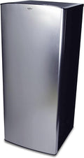 Koolatron Compact Fridge with Freezer, Stainless Steel, 6.2 Cubic Feet (176 L) Capacity, for Snacks, Frozen Meals, Beverages, Juice, Beer, Den, Dorm, Office, Games Room, or RV, Grey