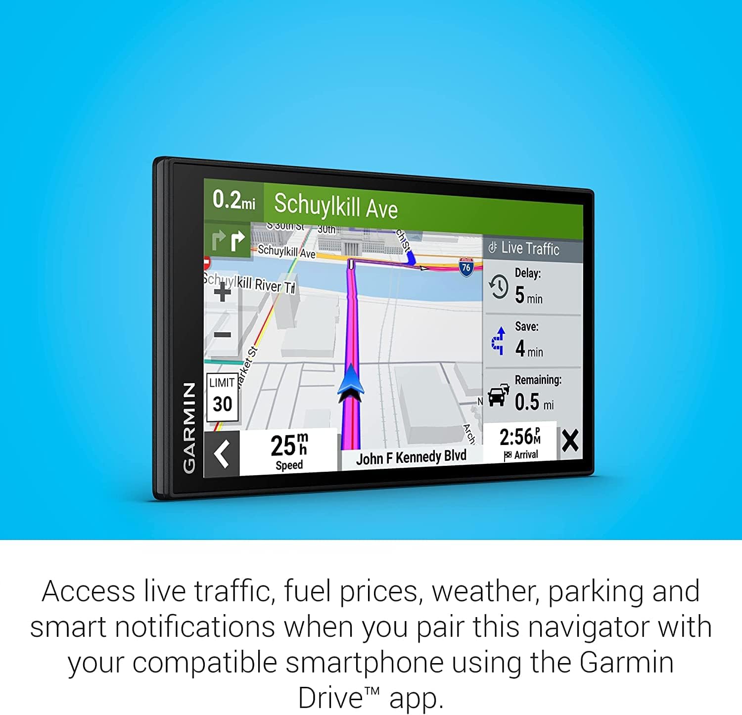 Garmin DriveSmart 66 EX 6-Inch Car GPS Navigator with Advanced Lane Guidance, Real-Time Traffic and Lifetime Map Updates (Black) (Renewed)