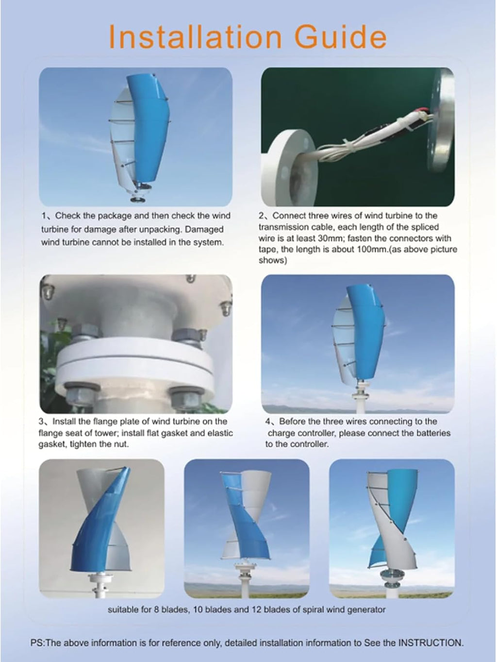 3000 Watt Wind Turbine Generator Kit, Free Energy Windmill Generator, 12V 24V 48V Waterproof Generator W/Controller for Outdoor Garden Streetlight