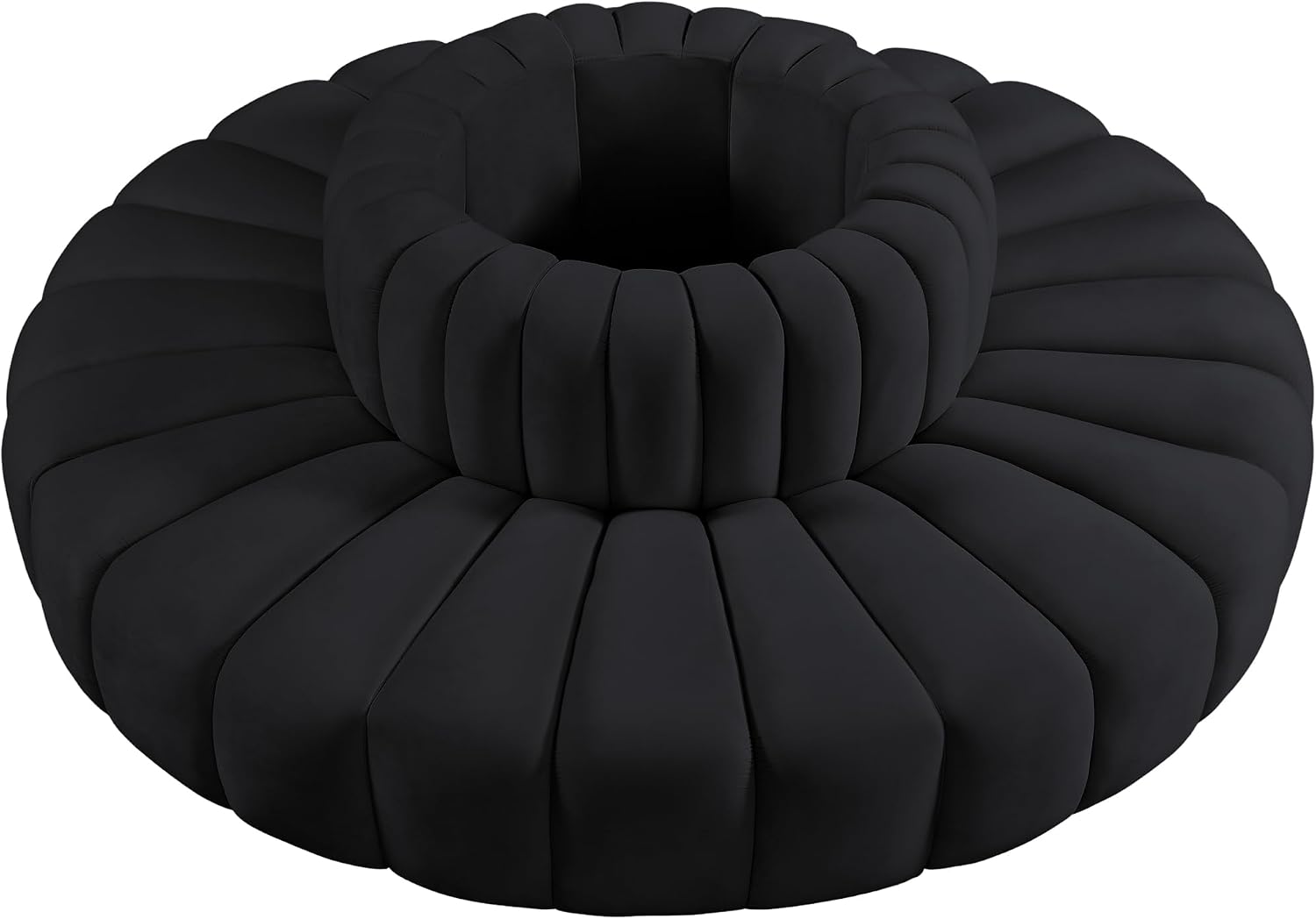 Meridian Furniture 103Black-S8D Arc Collection Modern | Contemporary Modular Sofa with Soft Black Velvet, Deep Channel Tufting, Modular Design, 90' W x 90' D x 30' H, Black