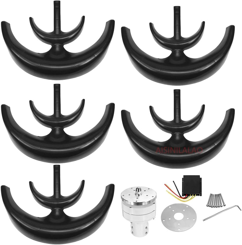 3000W 12V-220V Vertical Wind Turbine Generator 3-Blade with Controller Wind Power Turbine Noiseless for Courtyard Outdoor Street Lighting(Black)