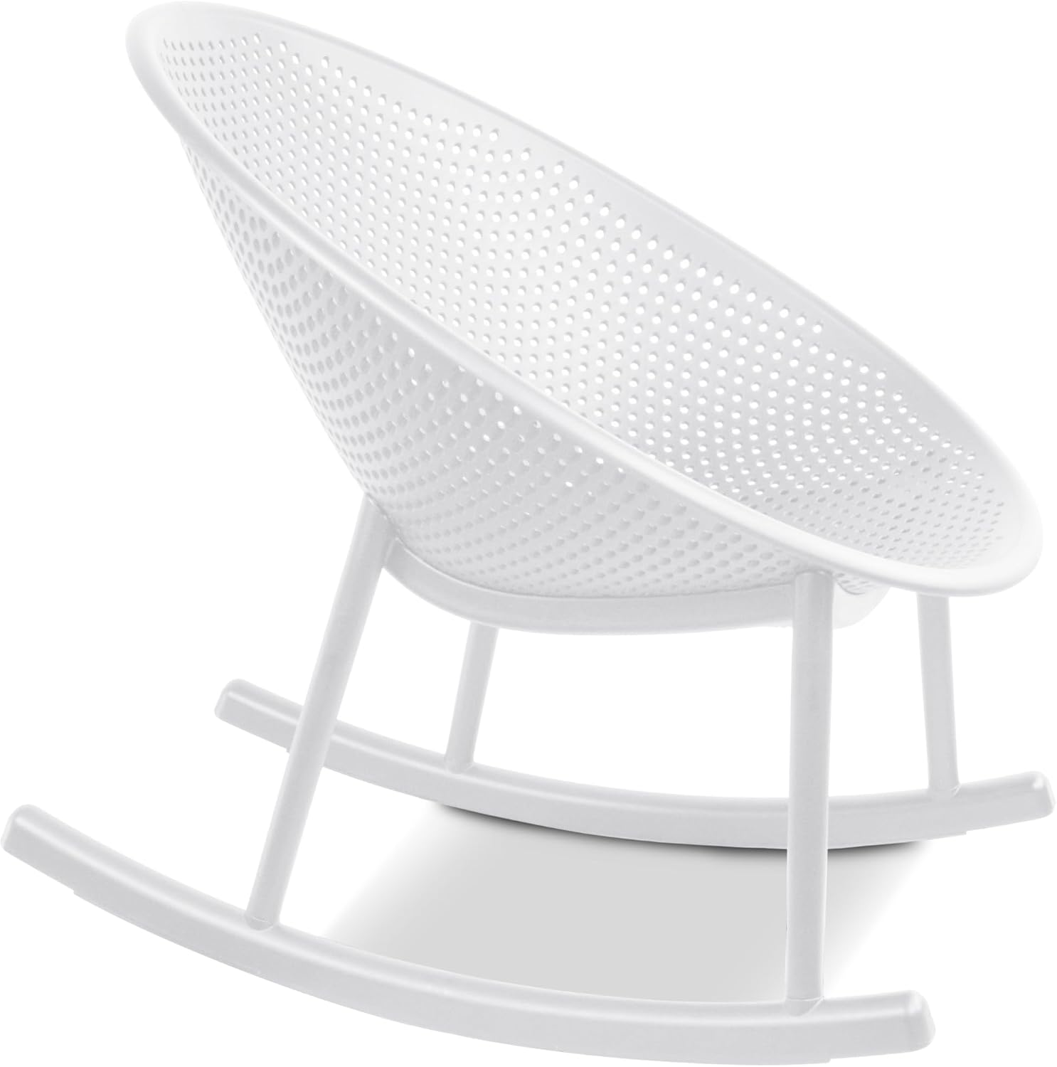 2xhome Patio Rocking Chair | Oval Egg Shaped Lounge Rocker | All Weather Plastic | Modern Accent Side Chair for Indoor or Outdoor Use, White, Single, Set of 1