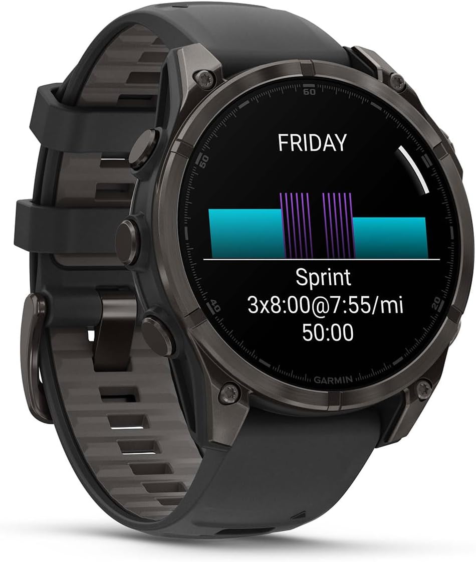 PlayBetter Garmin Fenix 8 AMOLED Sapphire (47mm, Carbon Gray DLC Titanium) Multisport GPS Smartwatch Bundle - 1.4' Touchscreen, Built-in LED Flashlight Wireless Running Earbuds