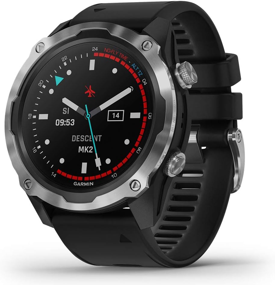 PlayBetter Garmin Descent Mk2 (Stainless Steel/Black) Dive Computer Watch Bundle - Air Integration, Multisport Training Features - Includes Waterproof Dry Bag Set