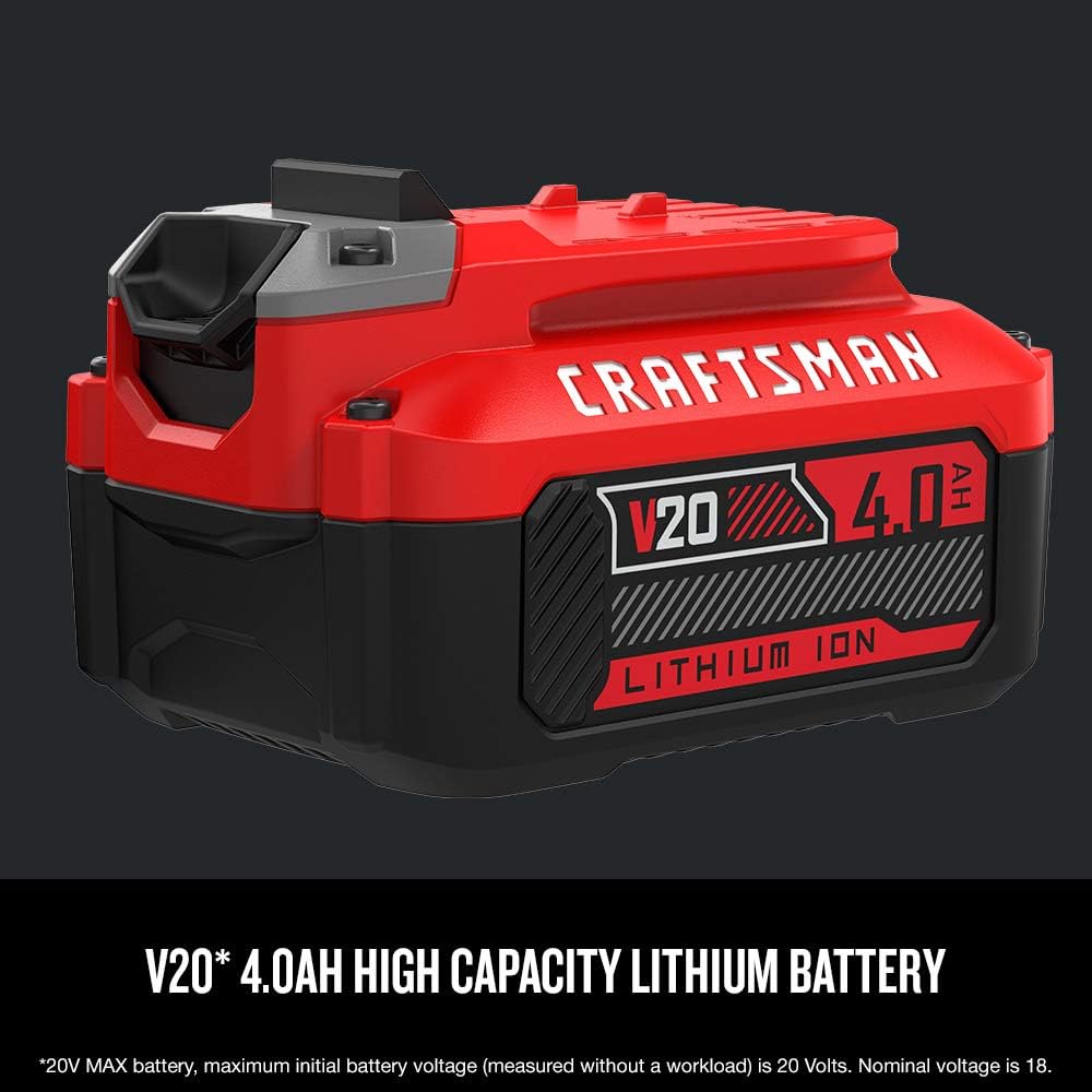 CRAFTSMAN V20 MAX Cordless Drill and Impact Driver, Power Tool Combo Kit with 2 Batteries and Charger (CMCK200C2) & (1) V20 Lithium Ion Battery, 4.0-Amp Hour (CMCB204)