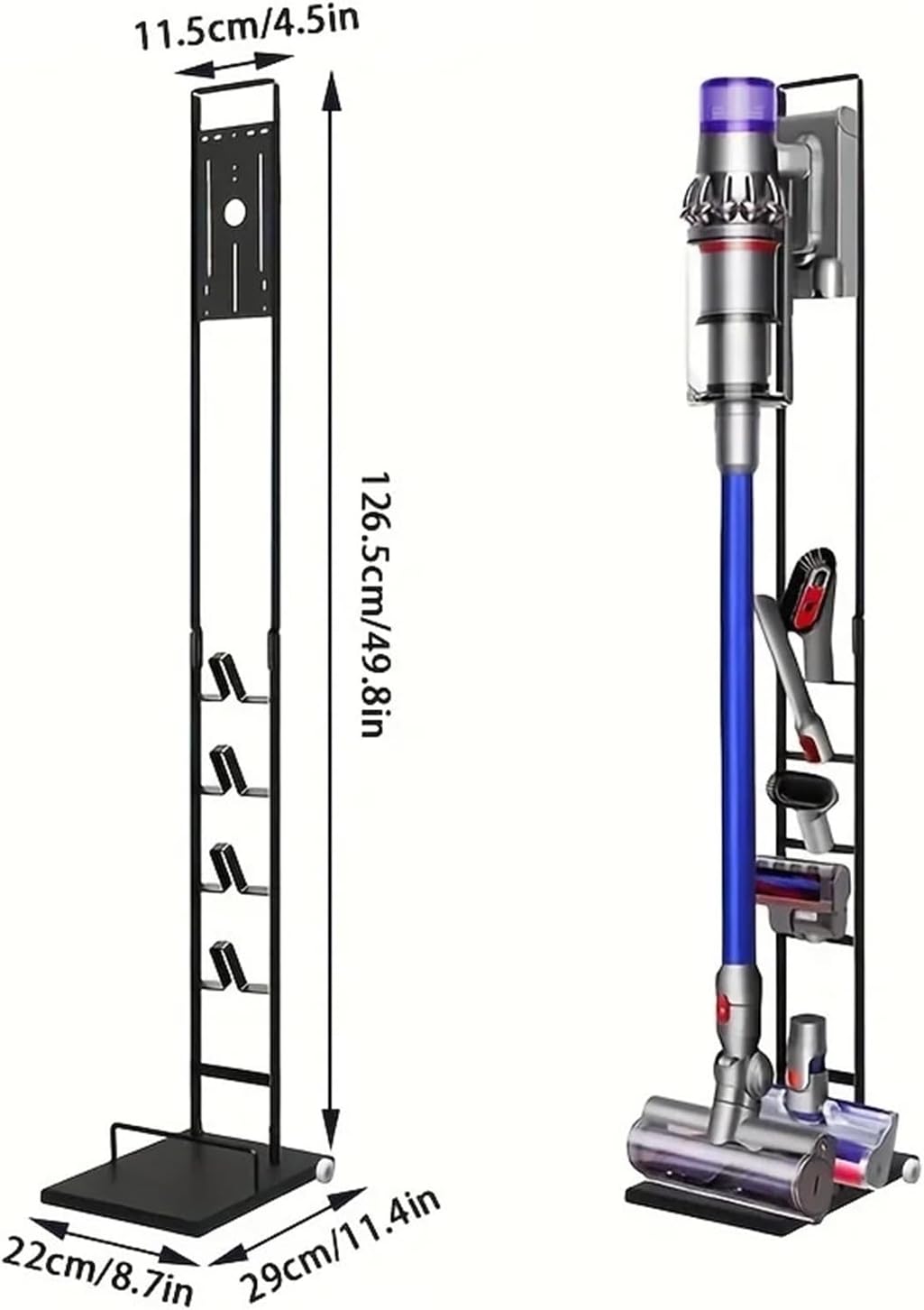 Heavy Base Metal Vacuum Stand Holder compatible with Dyson V15 / V11 / V10 / V8 / V7 / V6 - Vacuum Bracket Stand