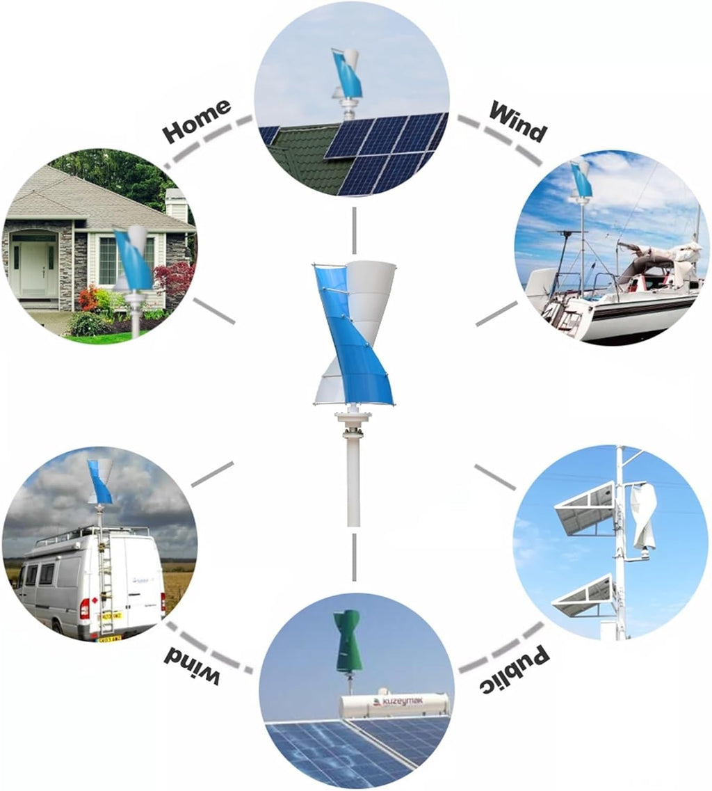 3000W Wind Turbine Generator Kit 12V 24V 48V 96V 120V Vertical Axis Wind Turbine Generator with Controller and Inverter Free Energy Windmill Home Use Three Phase Generator(12V)