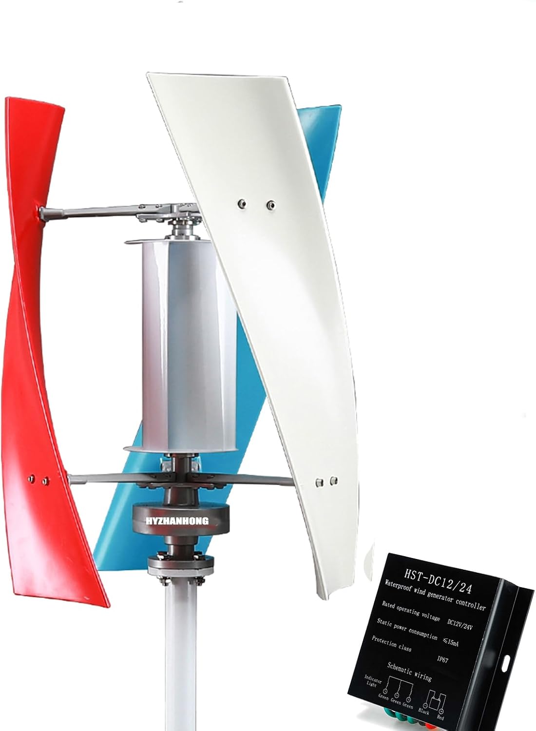 1000W-3000W Vertical Axi Wind Turbines, 120V 220V Generator Motor Kit for Hybrid Wind Solar System with Charge Controller(48V)