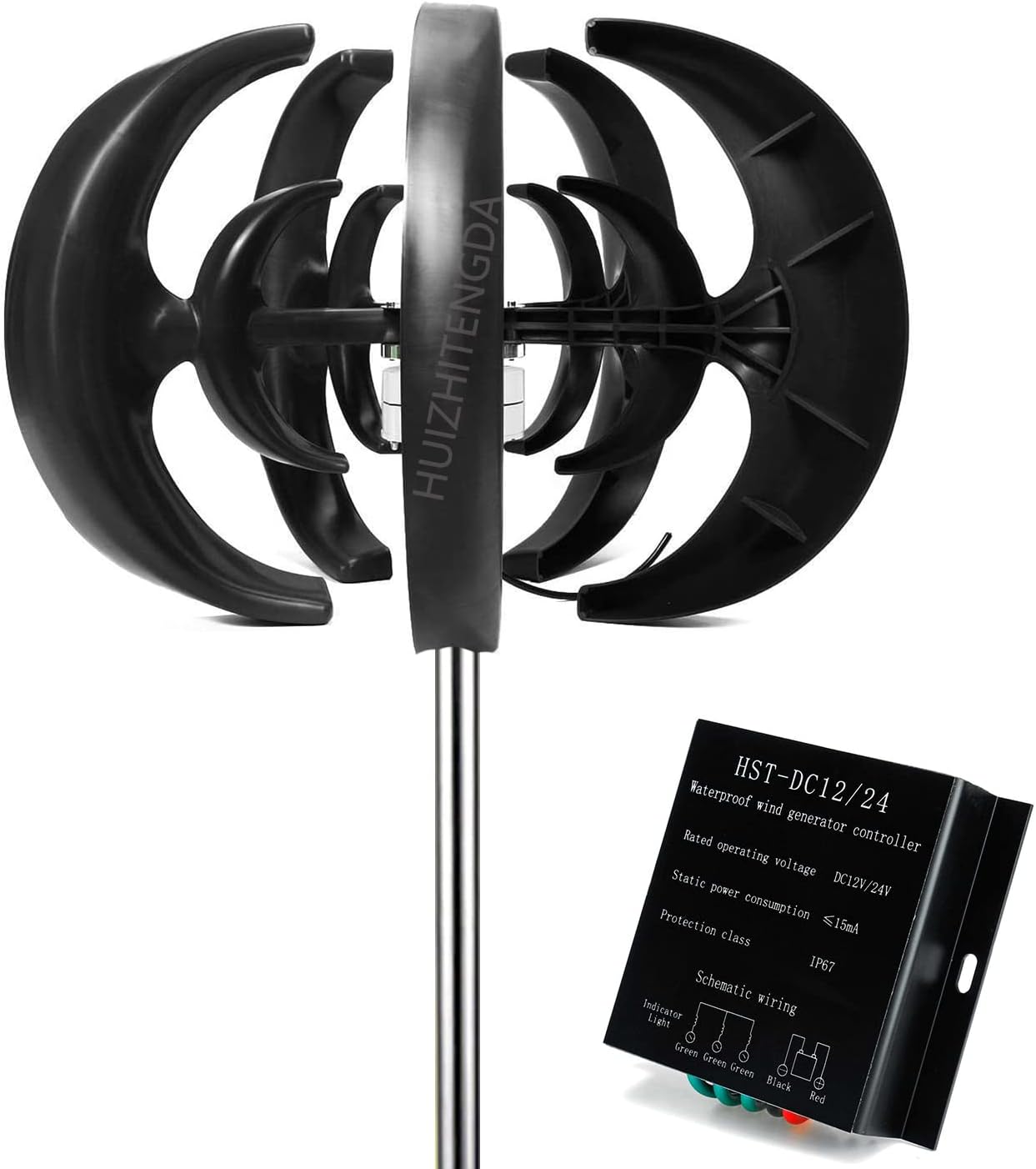 2000W-3000W Vertical Wind Turbine Generator, 3 Phase 5 Blades Home Use Wind Turbine Low Noise for Garden Home,with Controller(12V-220V)
