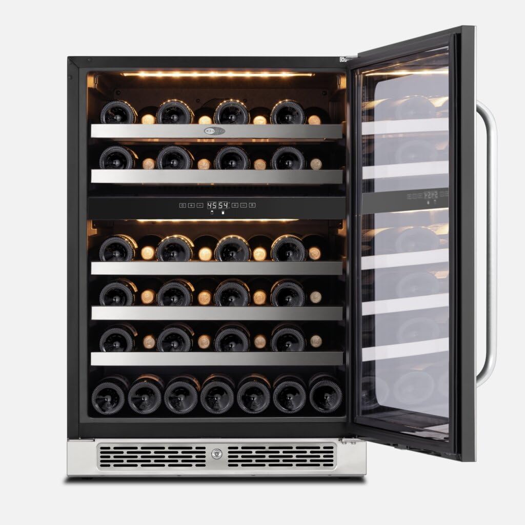Whynter BSR-046DW 24 inch Built-ln 46 Bottle Undercounter Stainless Steel Wine Fridge with Reversible Door, Digital Control, Lock, and Carbon Filter