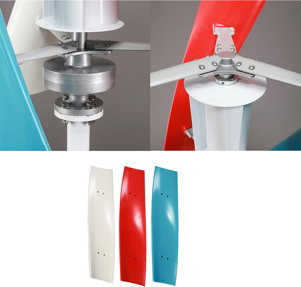 Vertical Wind Turbine Generator Set Blade,12V 24V 48V 220V Portable Wind Power Turbine Generator Kit Blade (3PCS,White)