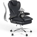 Office Desk Chair, Executive Leather Office Chair, High Back Ergonomic Home Desk Chair with Padded Flip-up Arms, Big and Tall Computer Chair with Rocking Function, 360°Swivel Free, Black