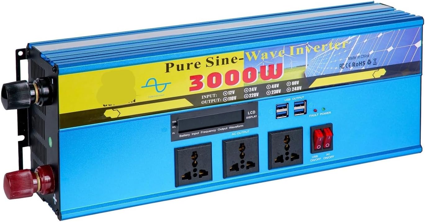 3000W Solar Pure sine Wave Inverter 12V to 220V Multifunctional Power Inverter(12V to 110V)