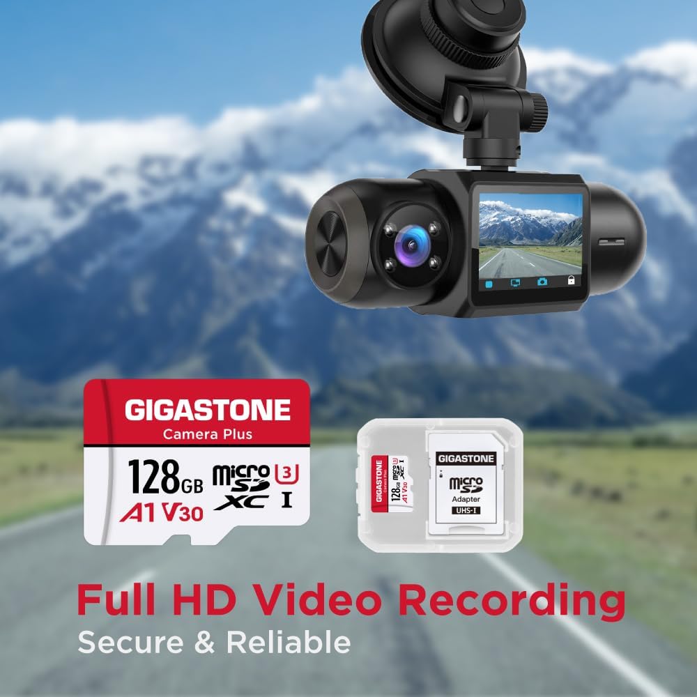 GIGASTONE 128GB Micro SD Card 2-Pack, Camera Plus, Compatible with GoPro, Security Camera, Dash Cam, Speed up to 100MB/s, 4K Video Recording, Micro SDXC UHS-I A1 V30 U3 Class 10