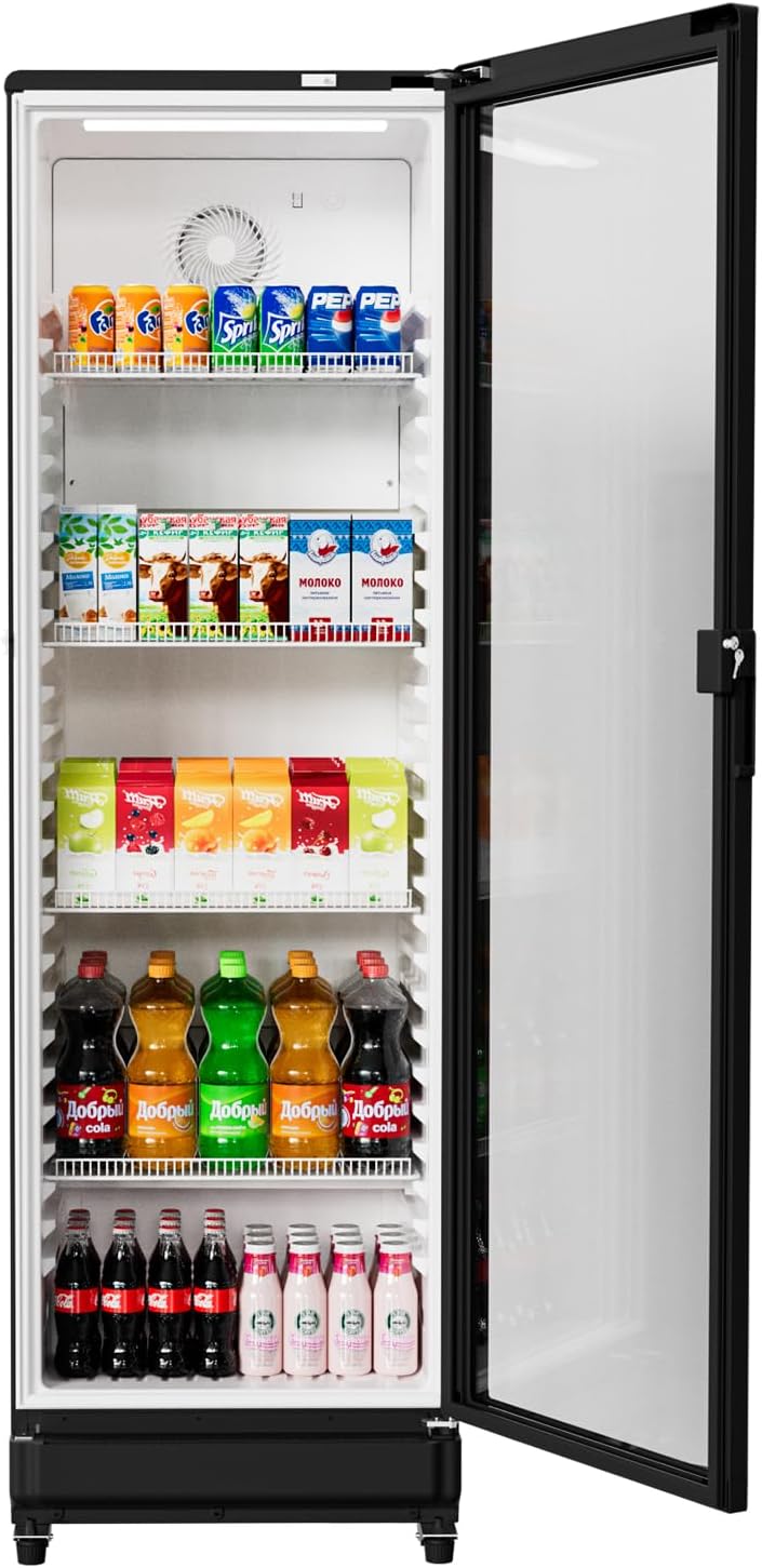 BEYOU Beverage Refrigerators, 12.2 cu. Ft commercial Display Fridge with Double-Tempered Glass Door Door, Merchandiser for Living Room, Bar, Garage（Black）