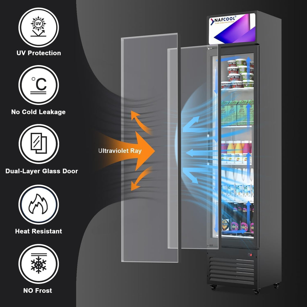 Commercial Beverage Refrigerator Display Fridge,7 Cu Ft Small Slims Single Glass Door Merchandiser Drink Cooler with LED Light Adjustable Shelves,ETL and NSF Approval