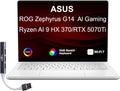 ASUS ROG Zephyrus Gaming Laptop 14' 120Hz OLED 3K 500 nits DCI-P3 100% (AMD Ryzen AI 9 HX 370, GeForce RTX 5070 Ti 12GB, 32GB LPDDR5X, 1TB SSD, Copilot, WiFi 7, RGB KB, Win11Home) w/DKZ USB Hub