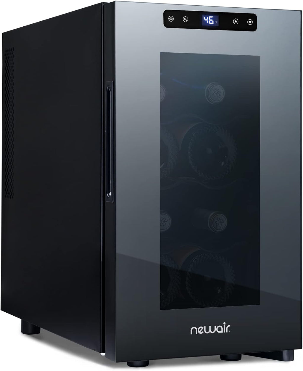 NewAir Shadow-T Series 8 Bottle Thermoelectric Wine Fridge, Countertop Wine Refrigerator, Mirrored Compact Wine Cellar, Triple-Layer Glass Door Cooler, Vibration-Free & Ultra-Quiet Cooling