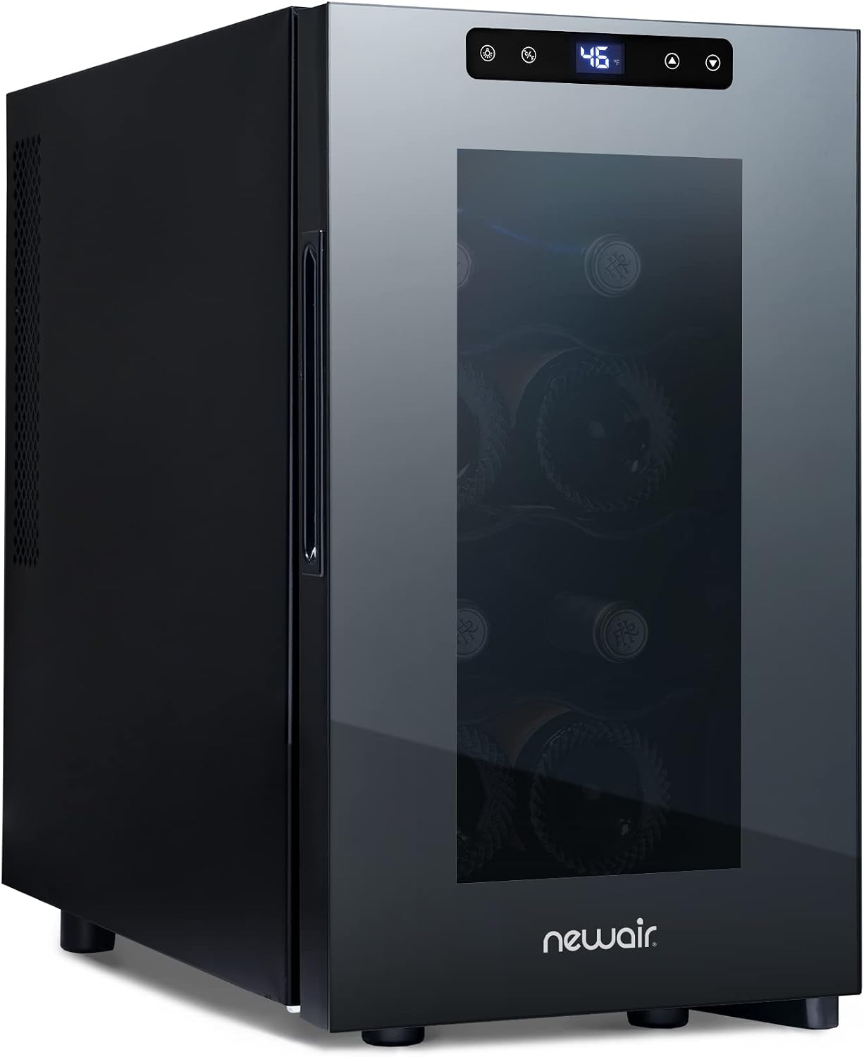 NewAir Shadow-T Series 8 Bottle Thermoelectric Wine Fridge, Countertop Wine Refrigerator, Mirrored Compact Wine Cellar, Triple-Layer Glass Door Cooler, Vibration-Free & Ultra-Quiet Cooling