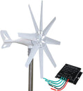3000W Noiseless and Low Wind Speed Wind Turbine Generator 12V 24V with MPPT Charge Controller for Solar Panels Garden Street Lighting (White)