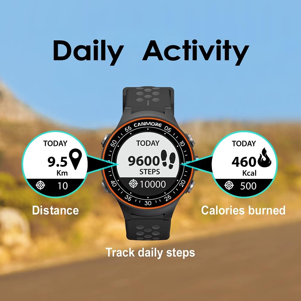 CANMORE TW411 Golf GPS Watch with Fitness Tracker, 41,000+ Free Preloaded Worldwide Course, Upgraded IC Chip, Orange