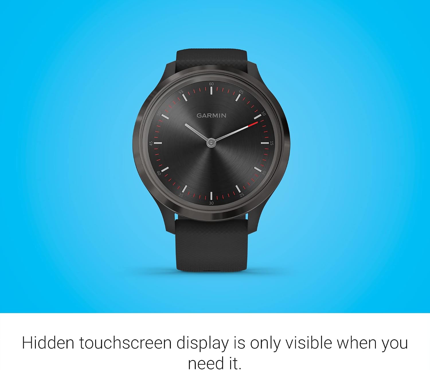 Garmin vivomove 3, Hybrid Smartwatch with Real Watch Hands and Hidden Touchscreen Display, Black (Renewed)