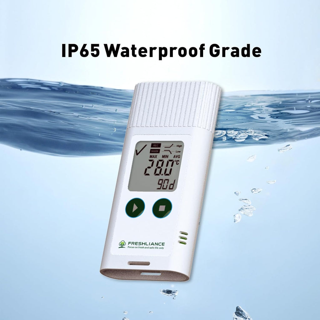 Freshliance USB Temperature Data Logger Recorder, Configurable LCD Digital Refrigerator Thermometer with PDF or CSV Report, Reuseable Temperature Monitor for 35000 Points, Tagplus-T
