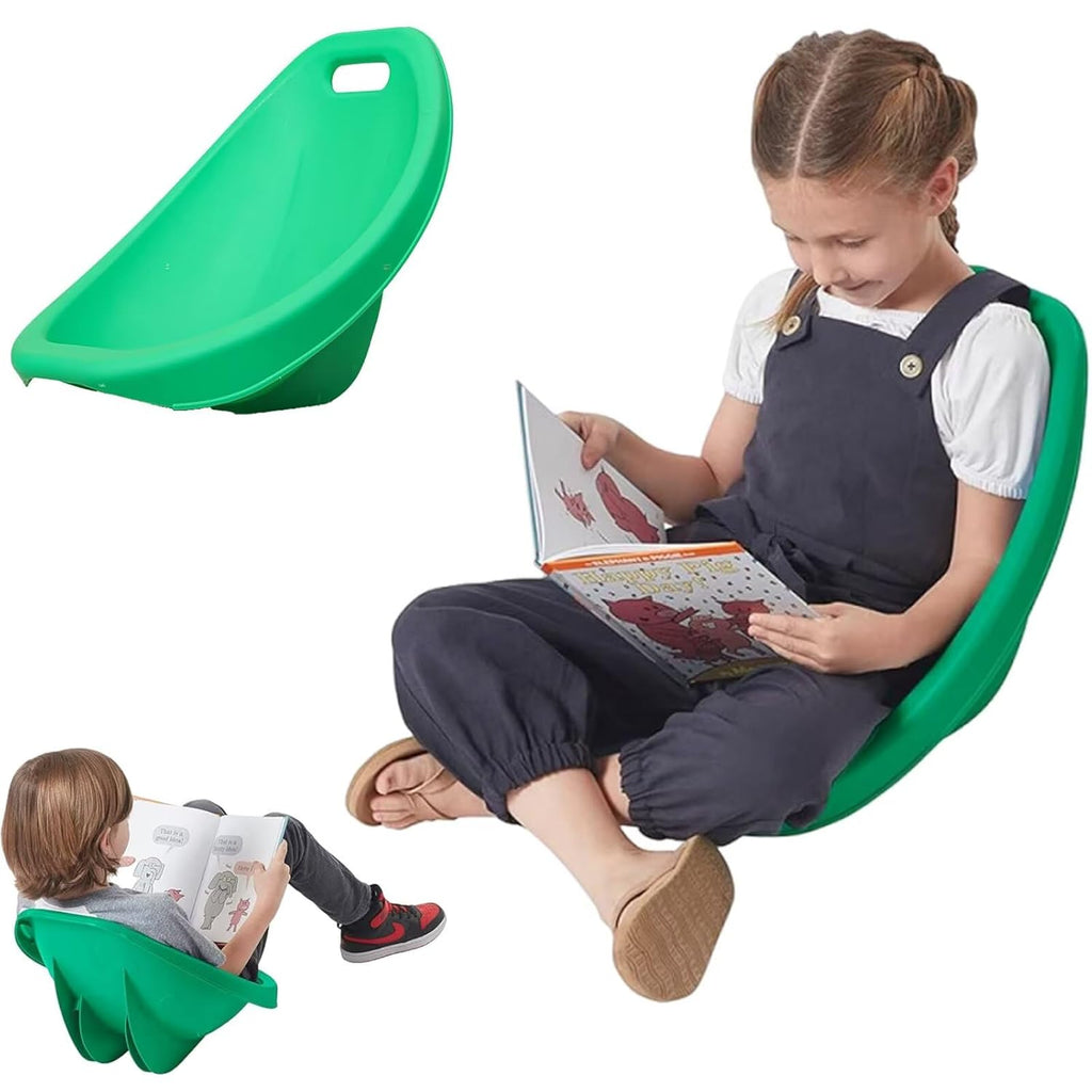 4 Packs Floor Chair with Back Support, Green Scoop Rocker Chair for Kids, Portable Scoop Chairs for Classroom, Plastic Reading Chair Sensory Rocking Chair, Flexible Seating for Classroom