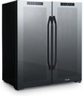 NewAir 27' Dual Zone Beverage Refrigerator & Wine Cooler for 18 Bottles & 59 Cans | Freestanding or Built-In Under Counter Mini Fridge for Beer, Wine and Soda | Black