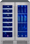 Zephyr PRWB24C32C Presrv 24 Inch Wide 21 Bottle Capacity and 64 Can Capacity Wine and Beverage Cooler Combo with 3-Color LED Lighting - Stainless Steel
