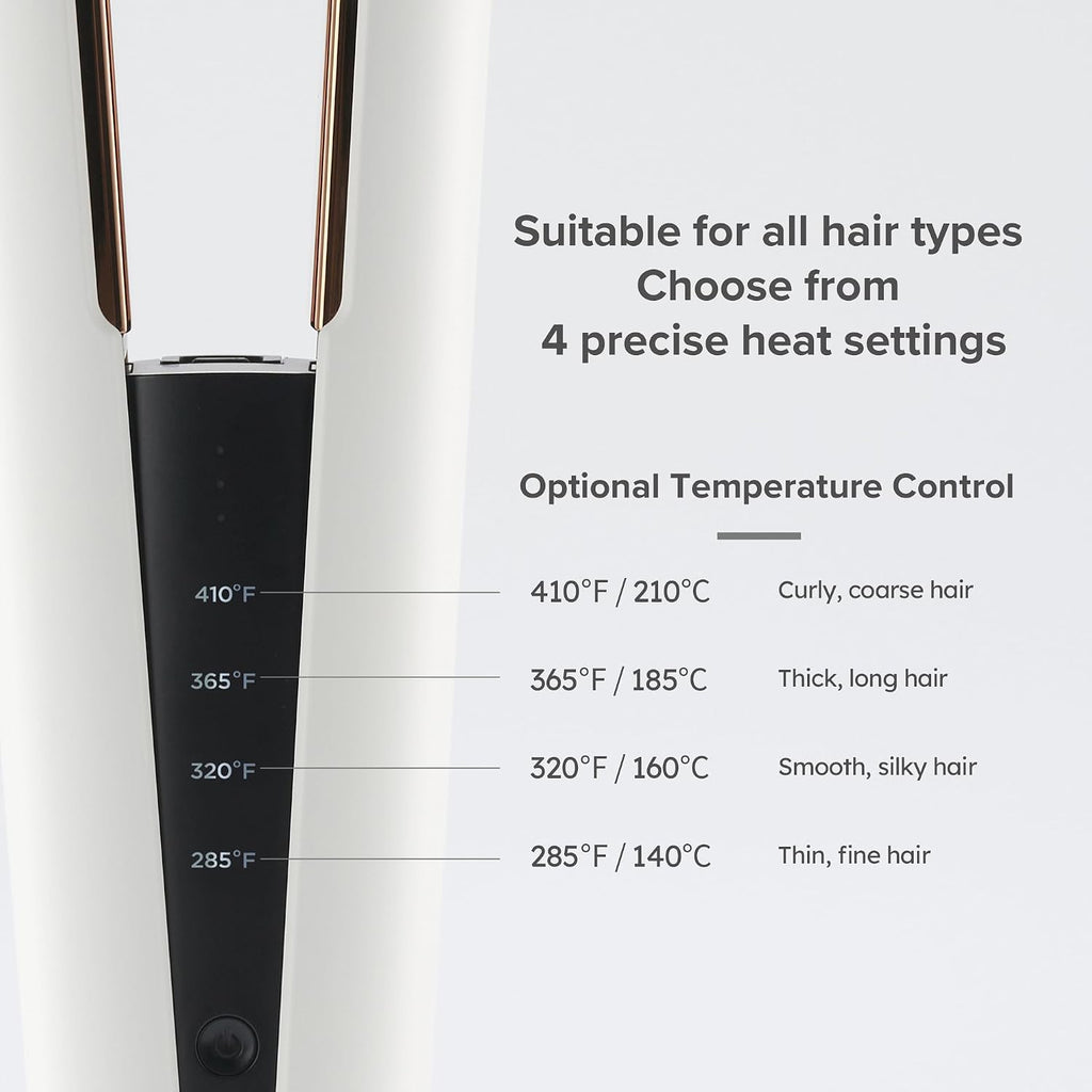 Aesty Dual Heater Titanium Flat Iron w/Charging Cradle - Professional Cordless Styler, Wireless Premium Straightener, Portable Tool for All Hair Types, 1-Pass Styling, Straightening and Curling