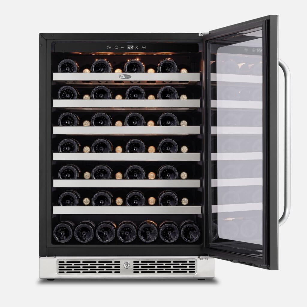 Whynter BSR-054SW 24 inch Built-ln 54 Bottle Undercounter Stainless Steel Wine Fridge with Reversible Door, Digital Control, Lock, and Carbon Filter