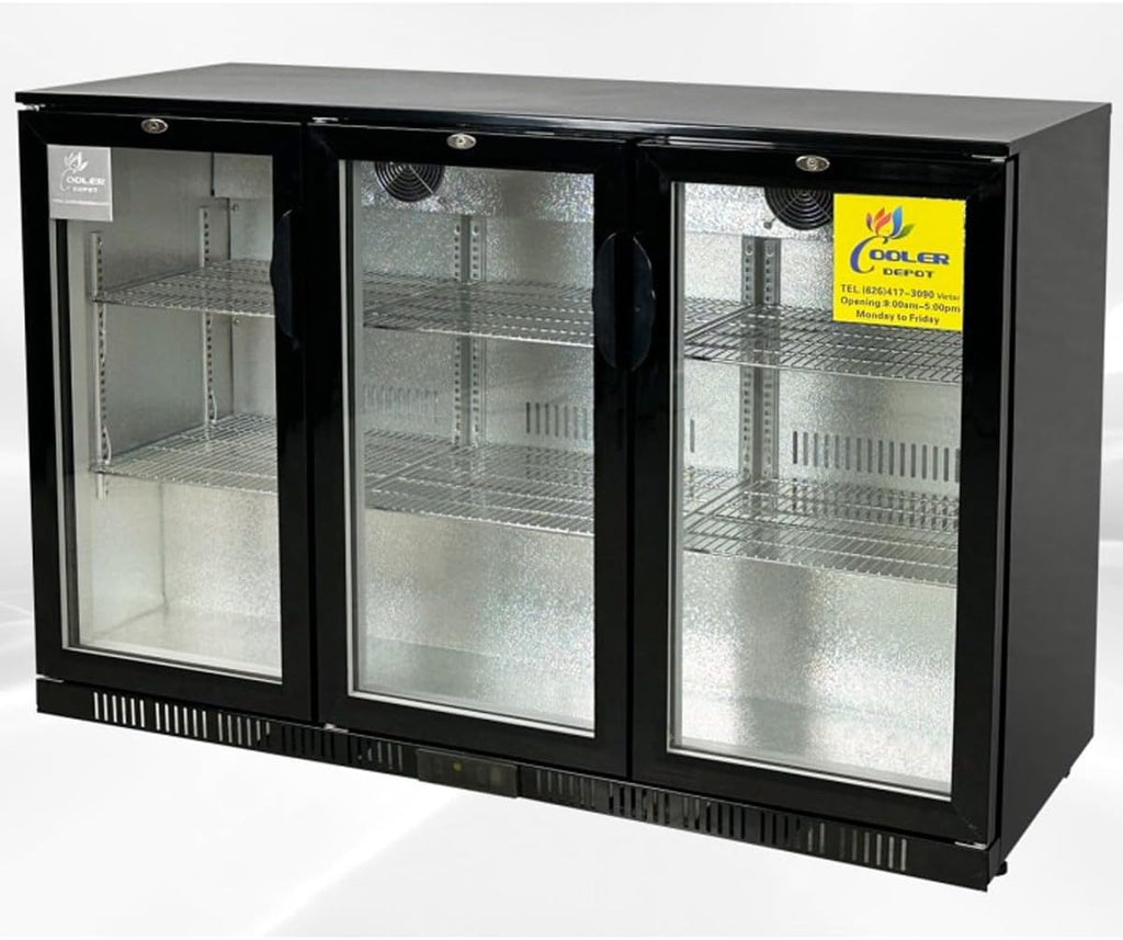 Beer Back Bar Cooler 3 Glass Door (Swing Door) 53' Width Beer Fridge NSF Certified Beverage Refrigerator 11.8 cu.ft Under Counter Height 35°-46°F Black bb3dup