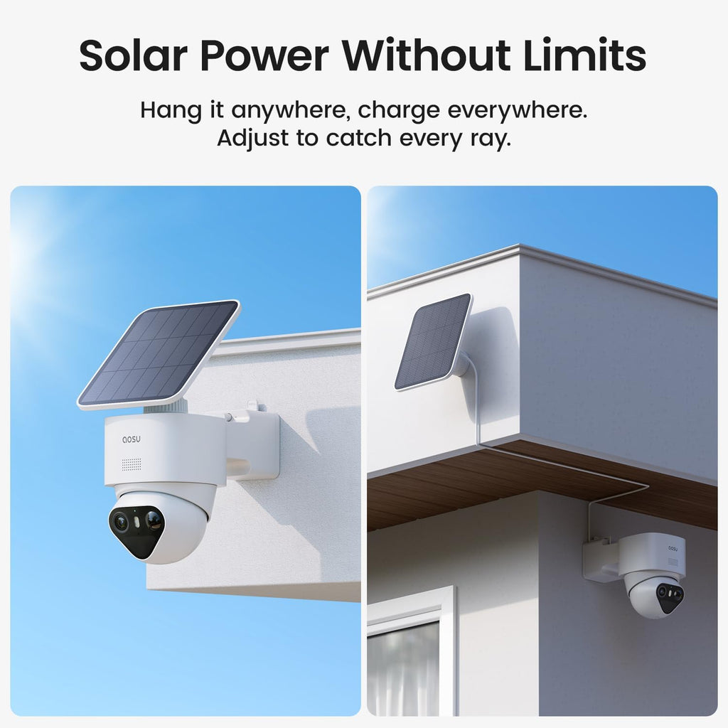 aosu T2 Ultra 4K Solar Security Camera Wireless Outdoor, Smart Home Security Camera with TrueColor Night Vision, AI Recognition & Motion Tracking, 360°Pan&Tilt, aosuCortex Compatible, 1 Pack